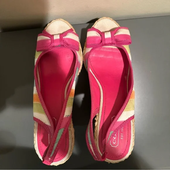 Coach Grace Watercolor straw wedge sandals multicolored Y2K Size 8.5 - Picture 5 of 11